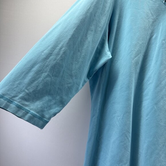 Quacker Factory Women's Top XL Solid Blue Stone Embellished V Neck 3/4 Sleeves - Picture 4 of 9